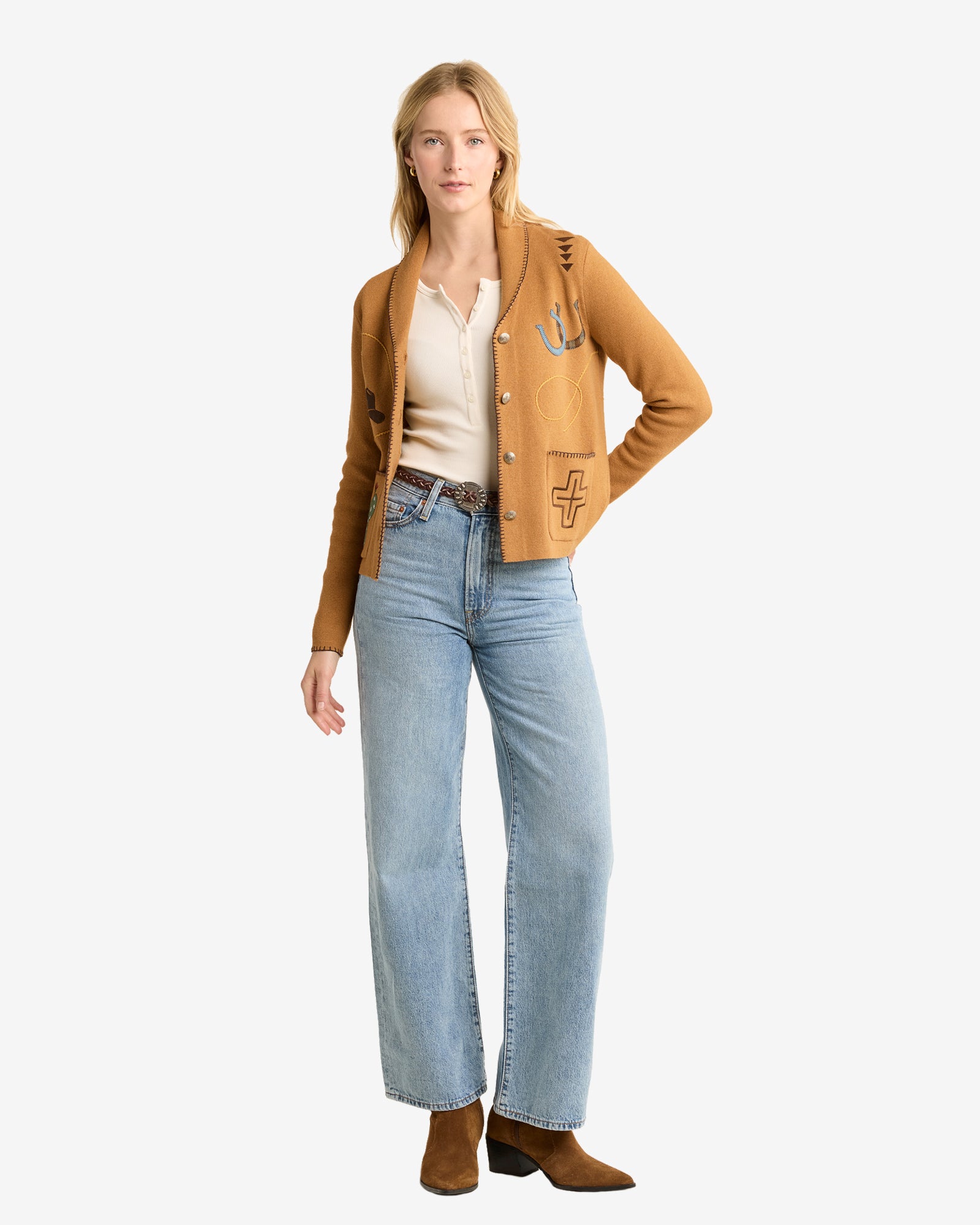 Pendleton Western Cardigan Buckskin Brown