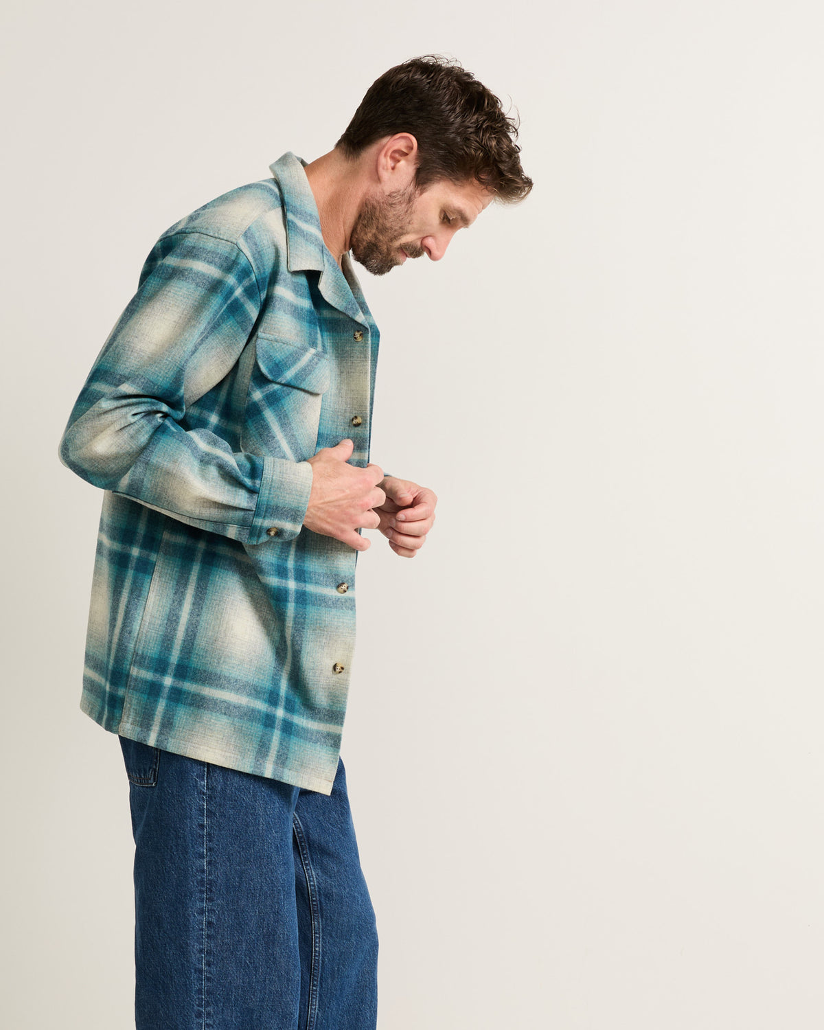 Board Shirt Ivory/Teal Ombre