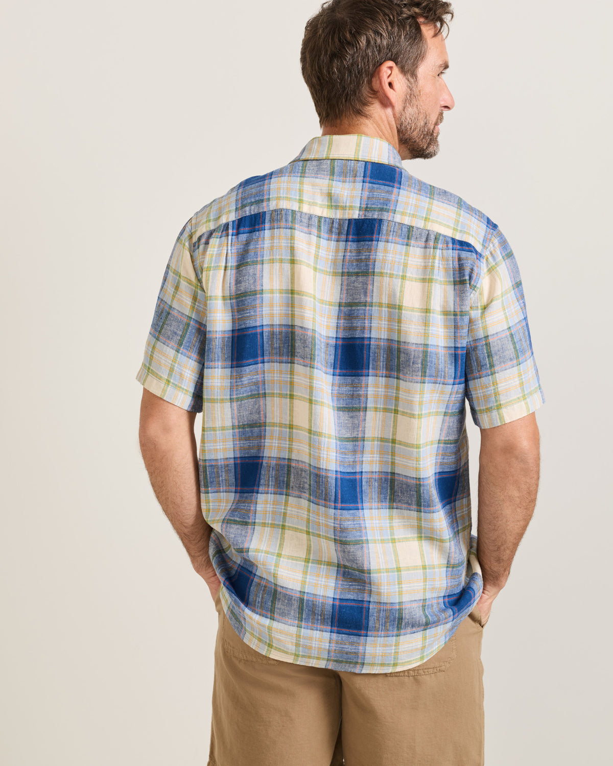 Dawson Linen Shirt SS Blue Multi Plaid