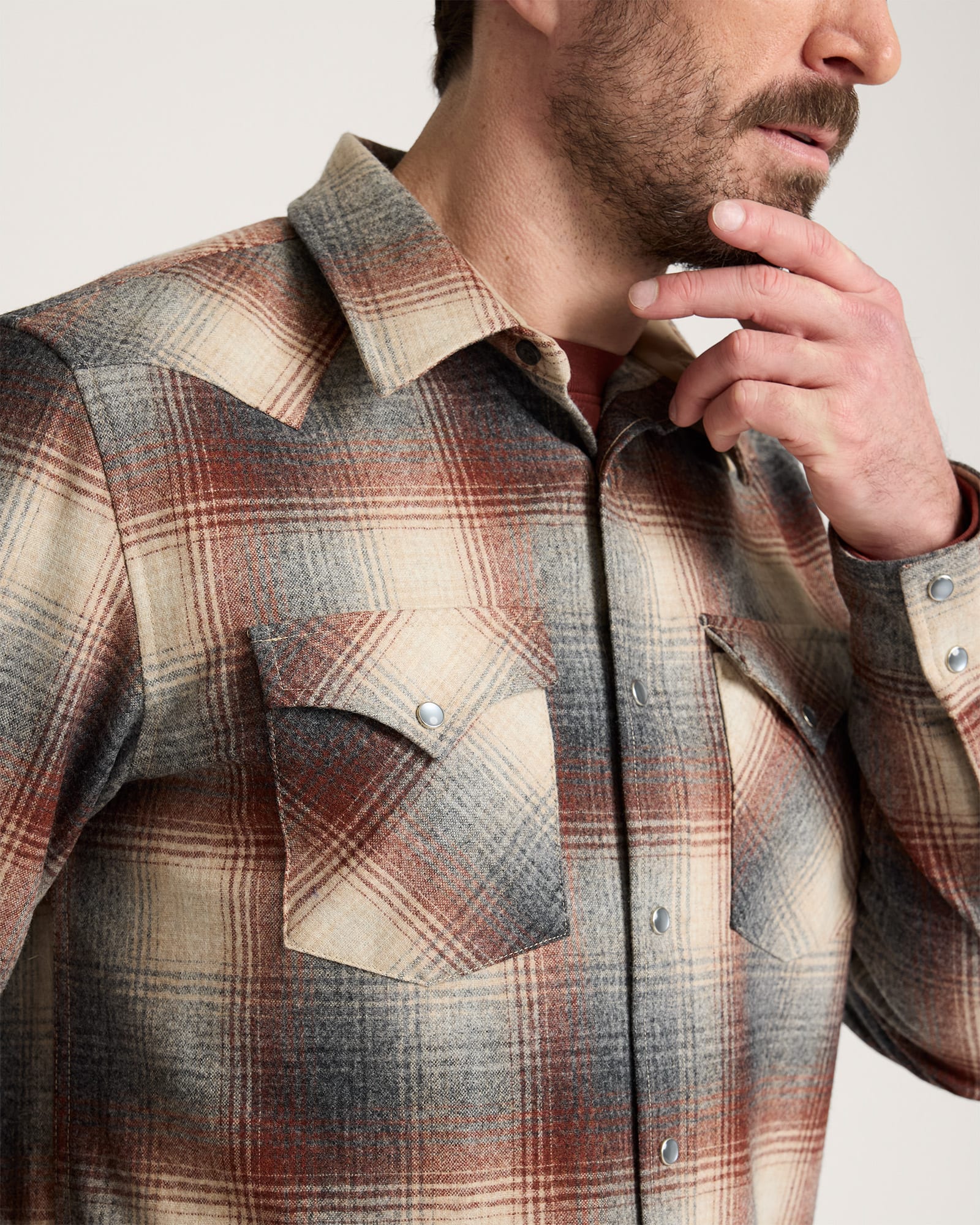 Canyon Shirt Red Mix/Grey Mix Ombre