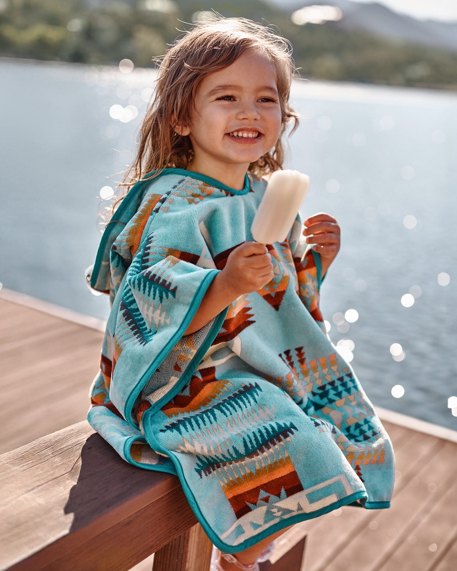 Children's Hooded Towel Aqua