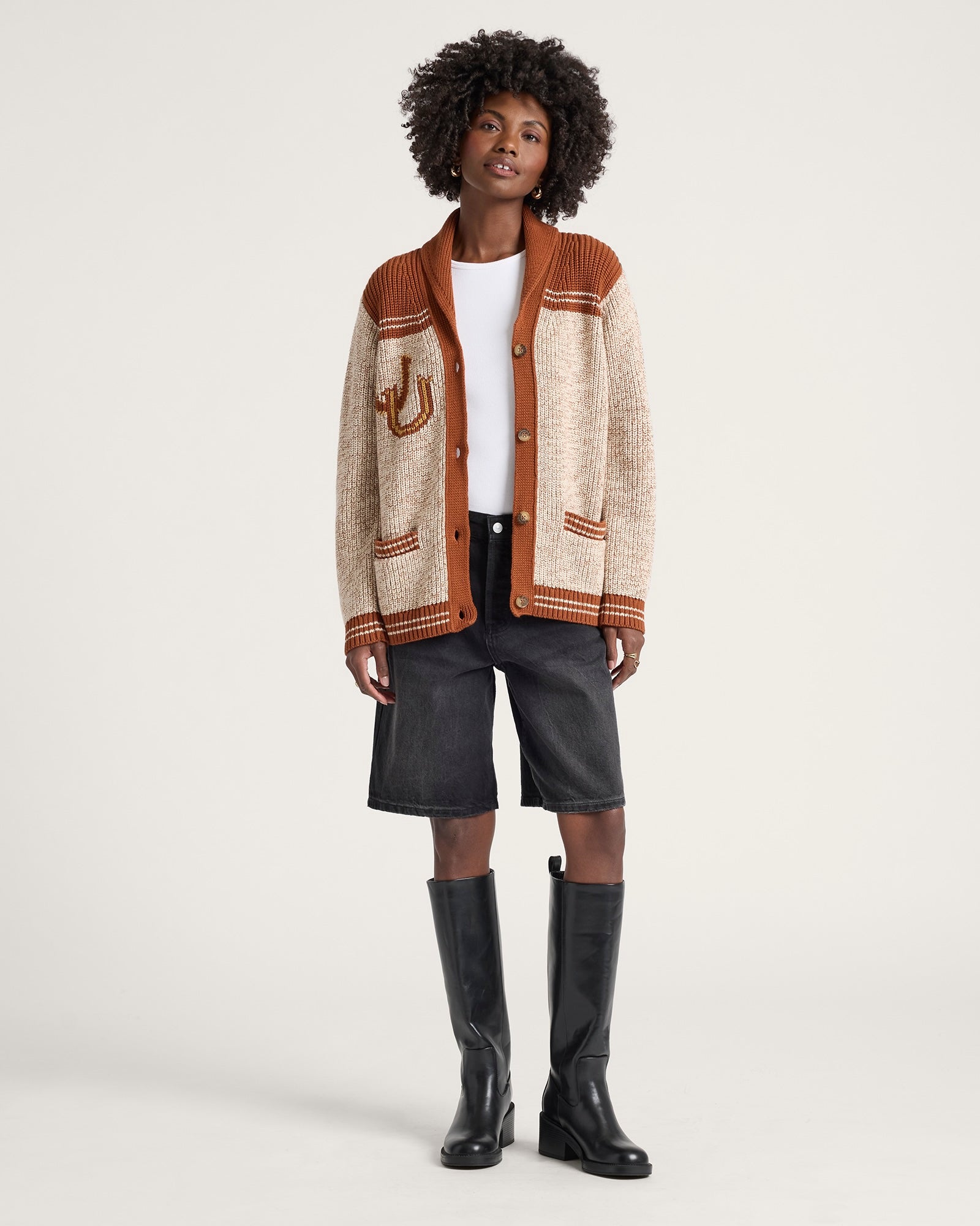 Heritage Cardigan Grey Heather/Copper