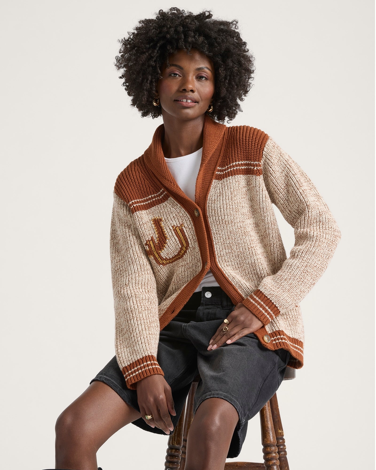 Heritage Cardigan Grey Heather/Copper