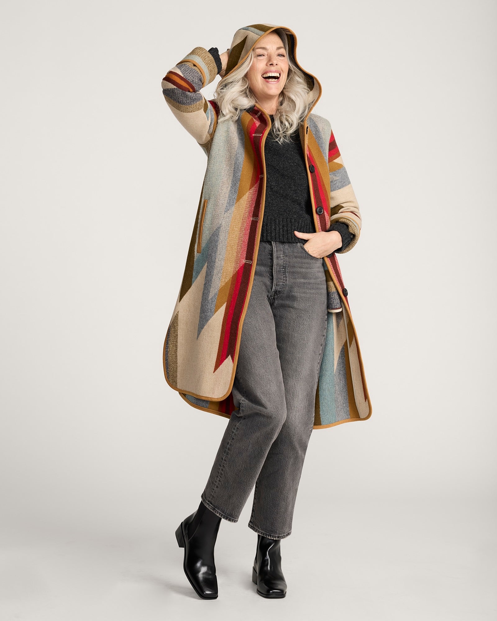 Hooded Jacquard Coat Wyeth Trail