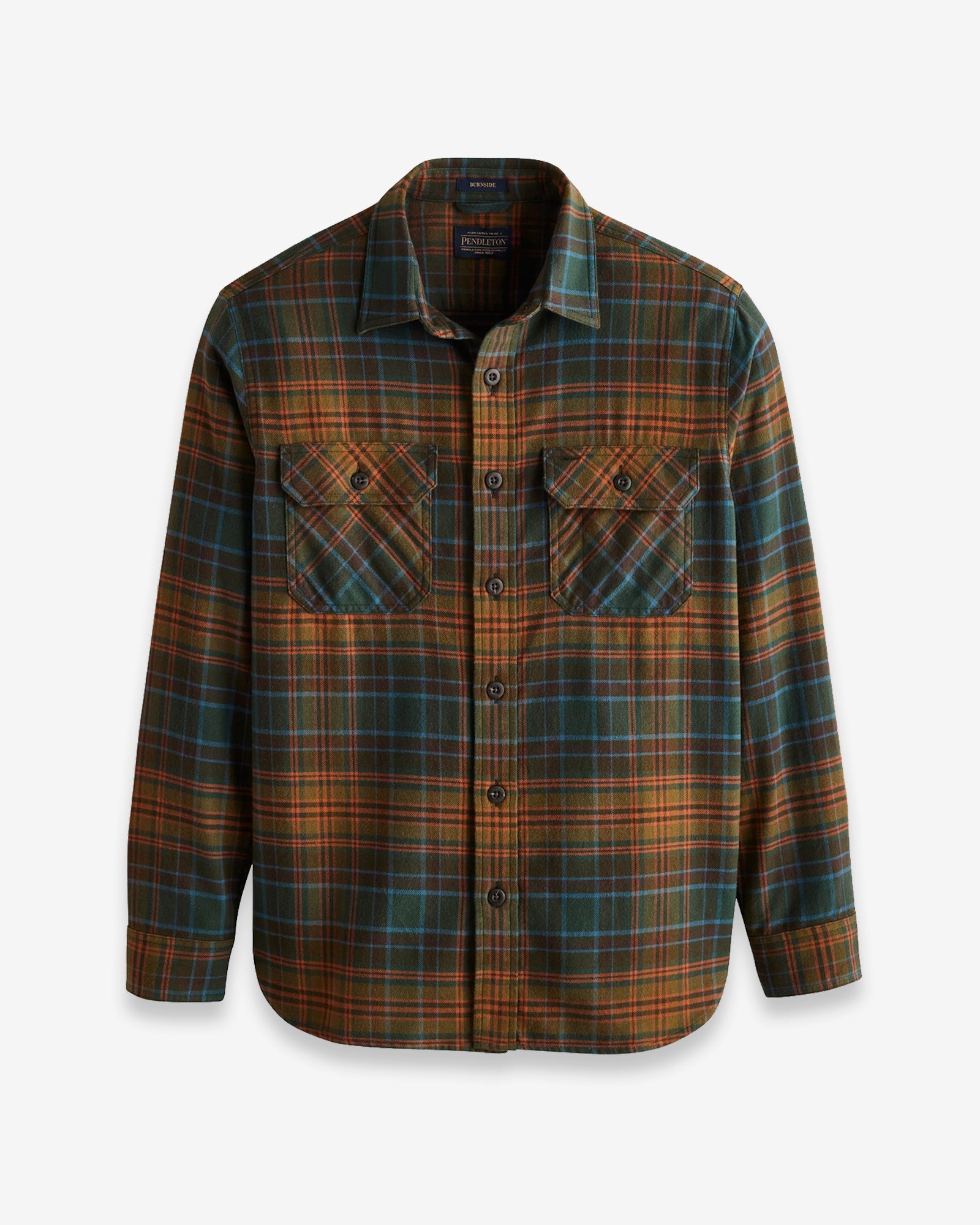 Burnside Shirt Olive/Blue/Rust Plaid