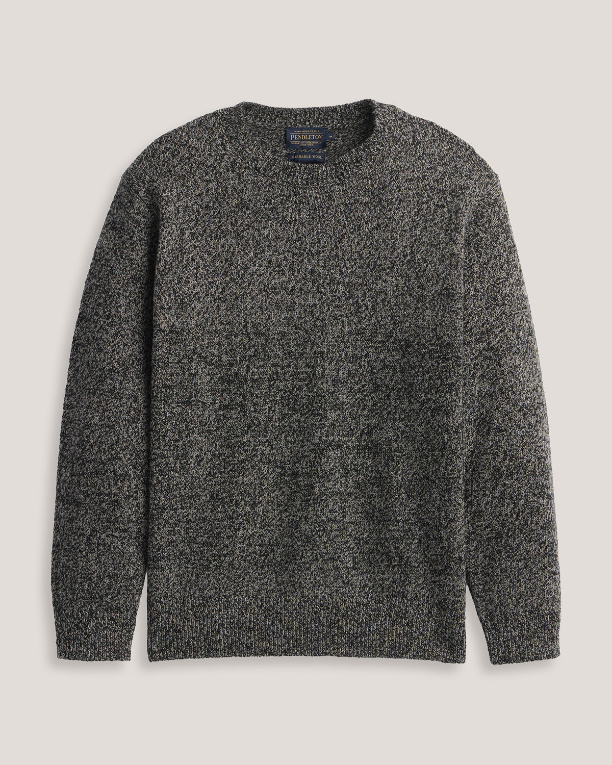 Shetland Wool Crew Black/Wheat Heather