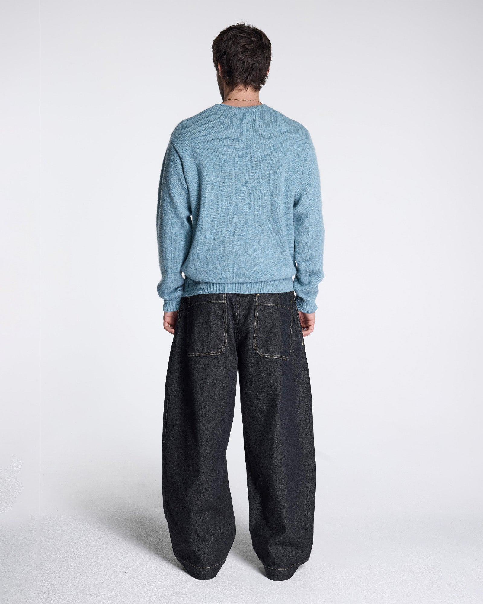 Shetland Wool Crew Light Blue Mix