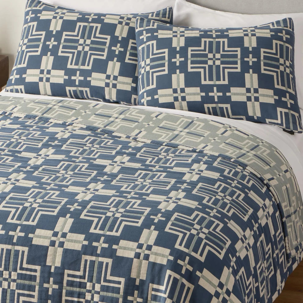Organic Cotton Matelasse Sham San Marcos Marine