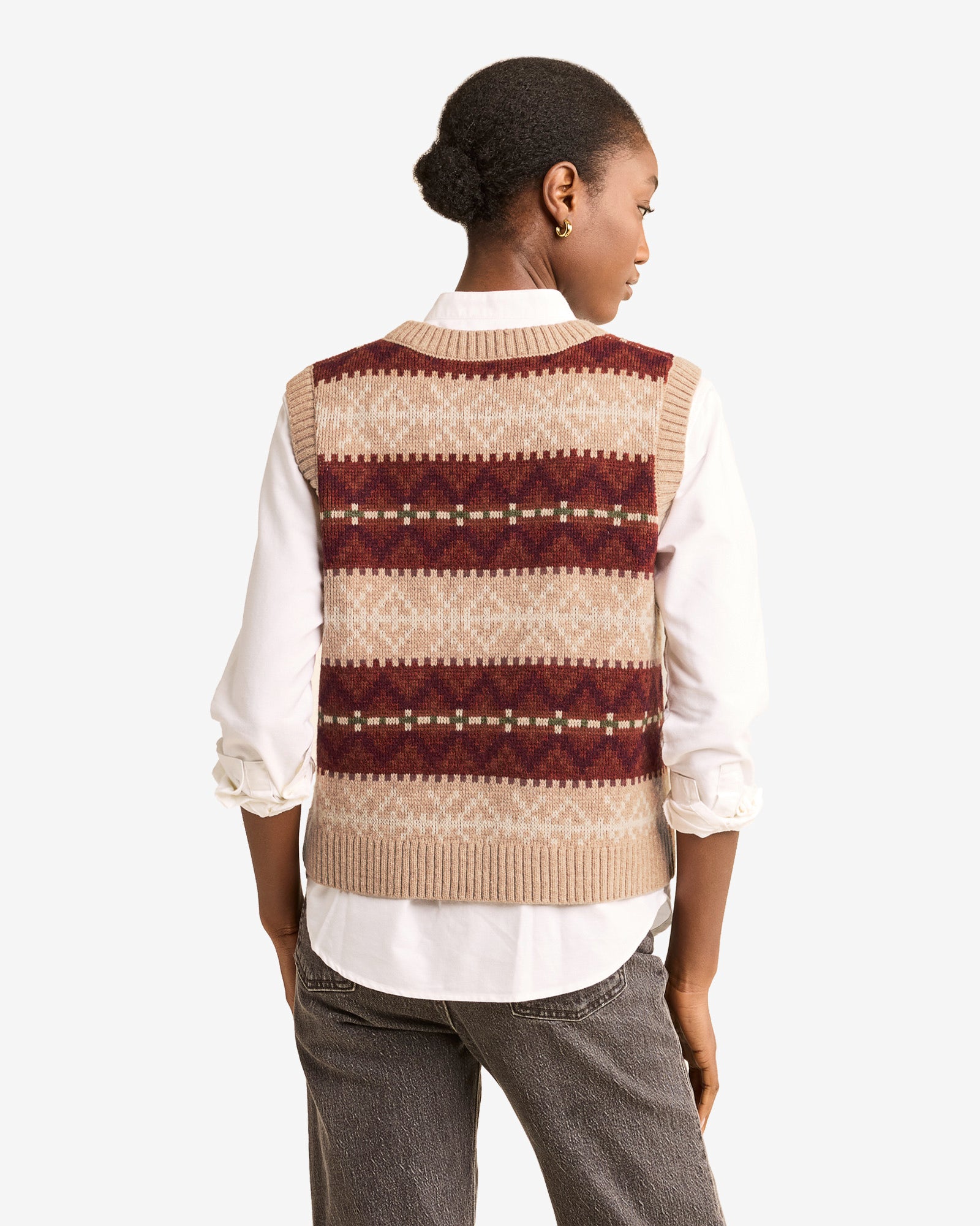 Harlow Sweater Vest Tan Heather Multi