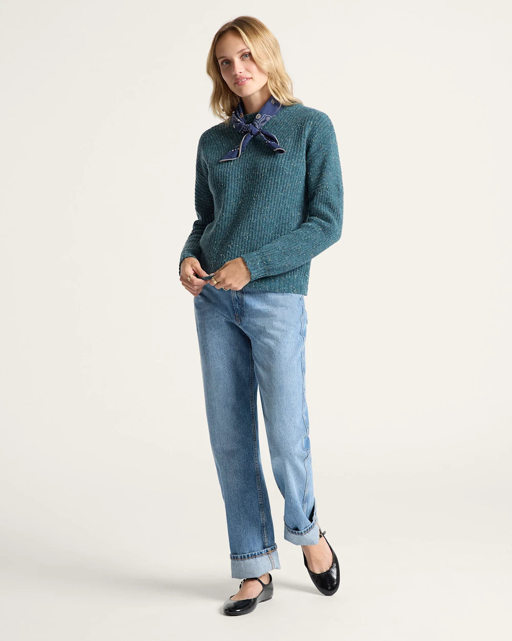 Donegal Eyelet Sweater Teal