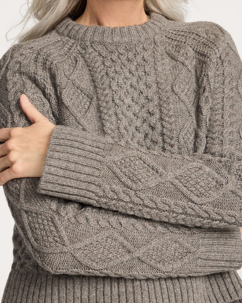 Women's Fisherman Sweater Stone Heather
