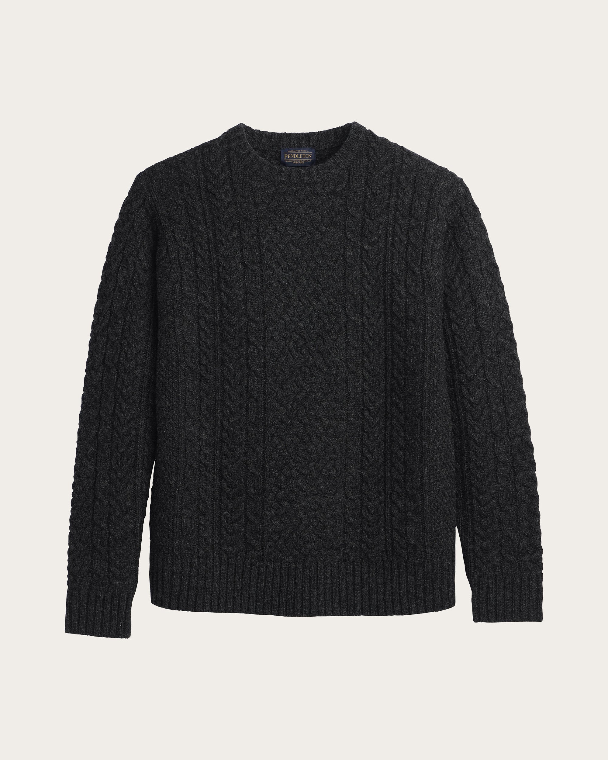 Wool Fisherman Sweater Black Heather