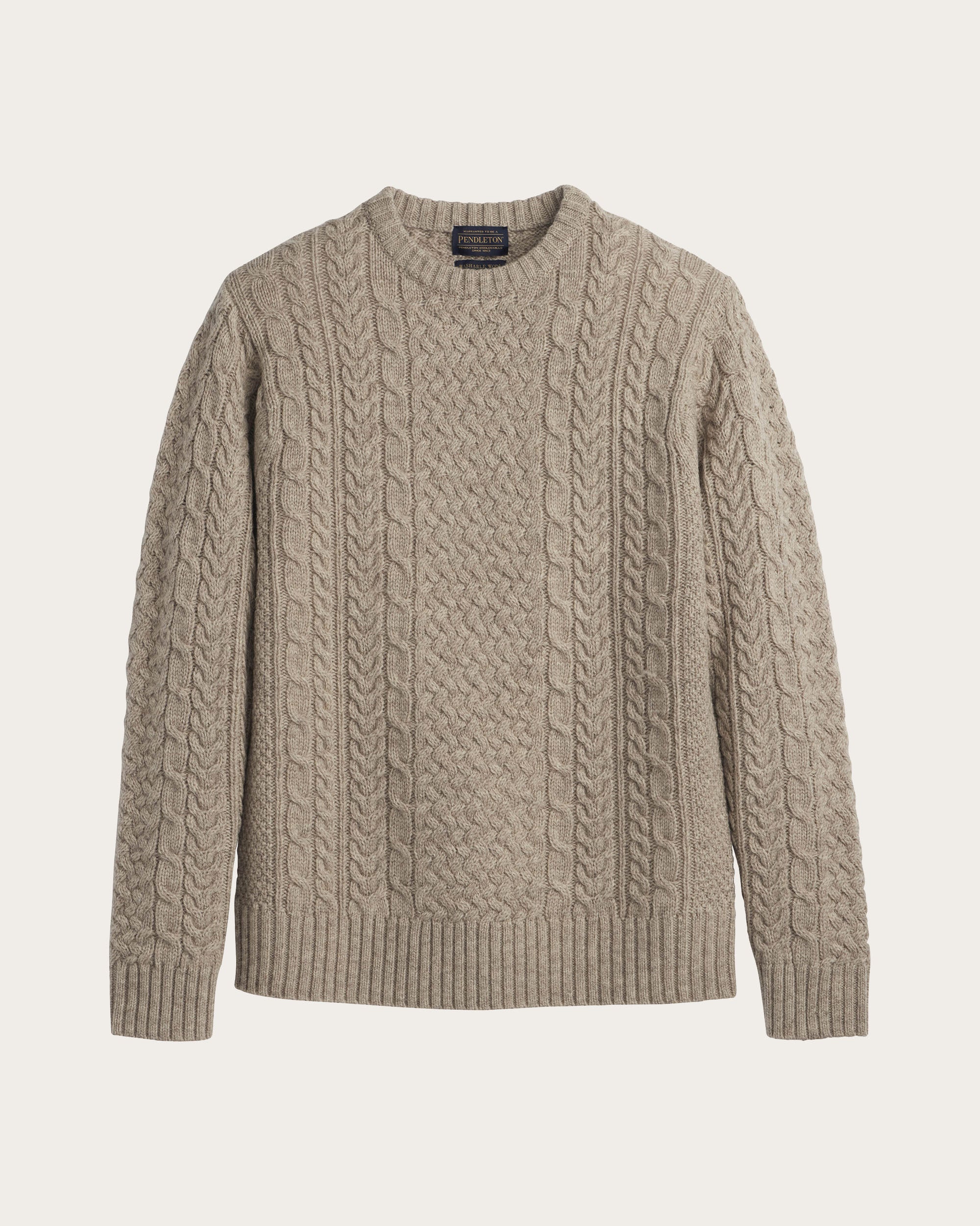 Wool Fisherman Sweater Wheat Mix