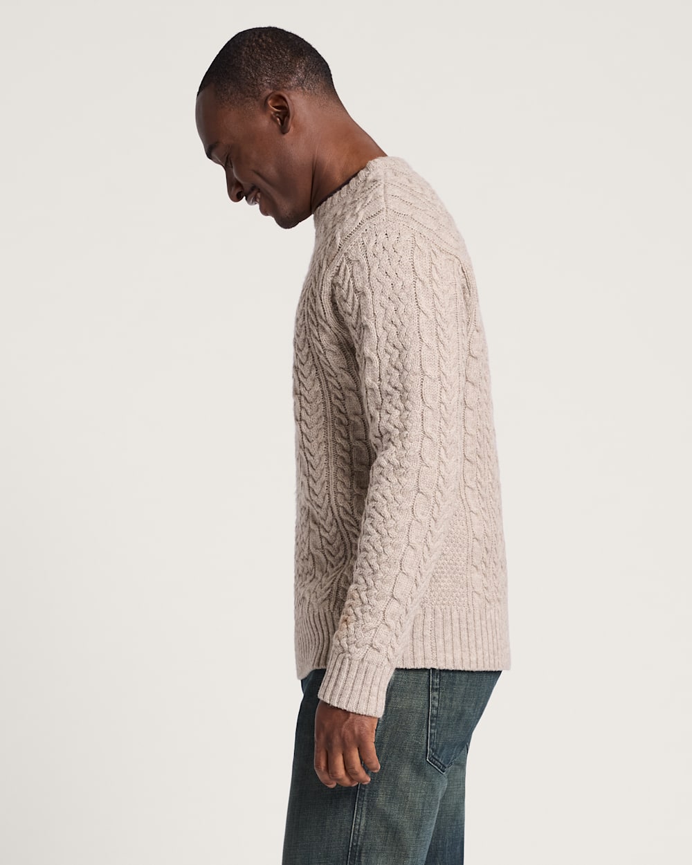 Wool Fisherman Sweater Wheat Mix