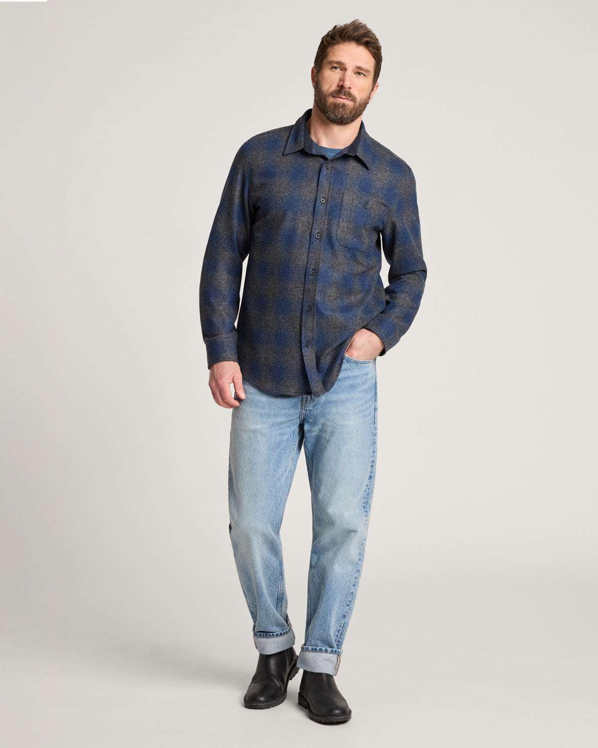 Trail Shirt Navy/Oxford Mix Ombre