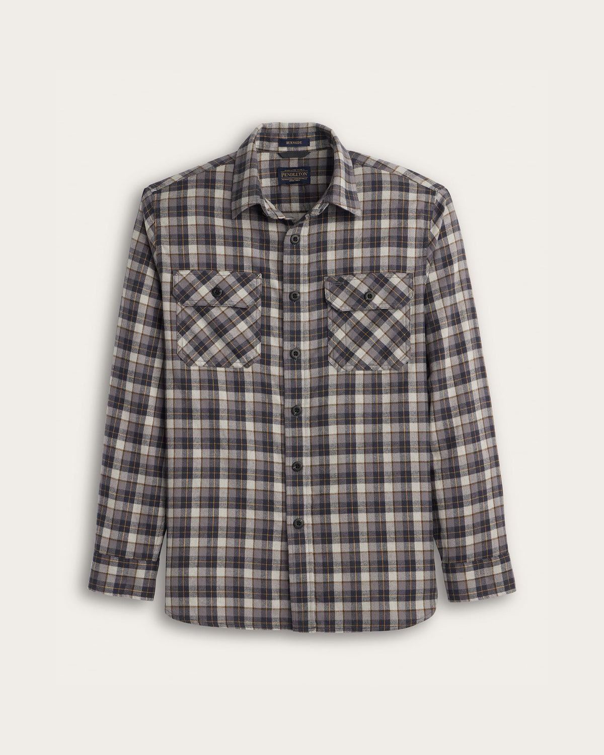 Pendleton Men's Burnside Flannel Shirt in Grey Multi Plaid