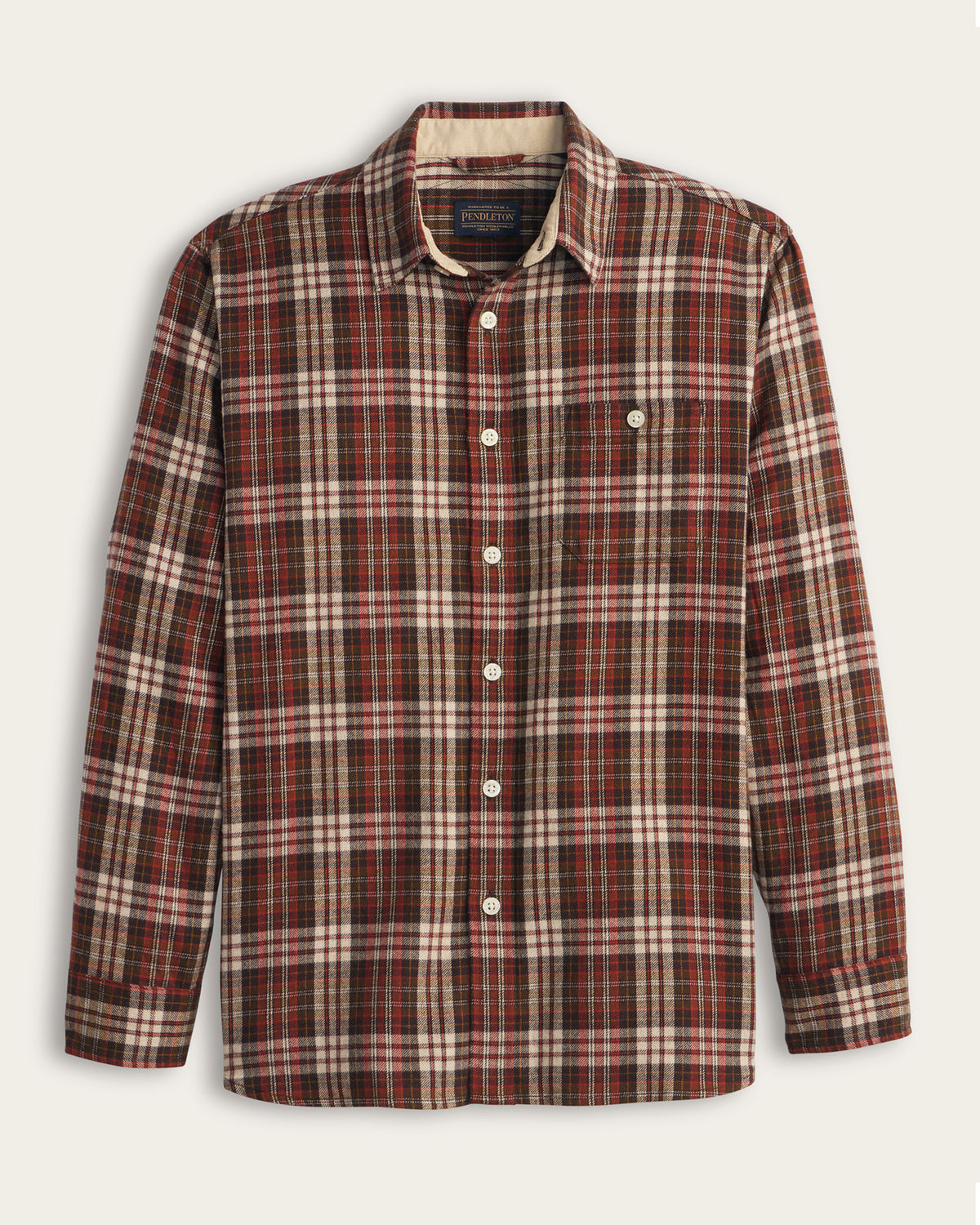 Pendleton Men's Fremont Flannel Shirt in Brick/Tan Plaid – view 2