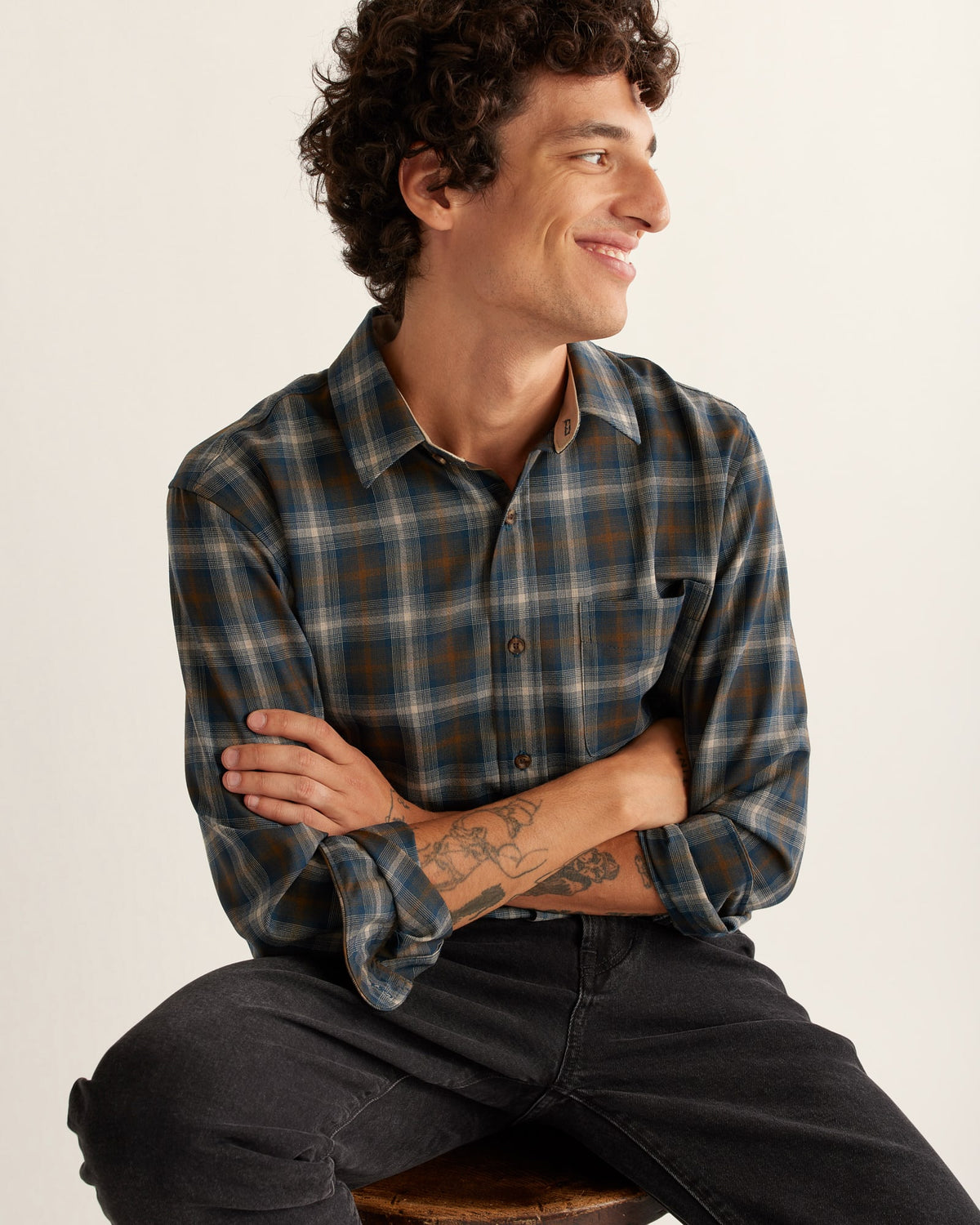 Pendleton Men's Merino Lodge Shirt in Blue Plaid – view 2