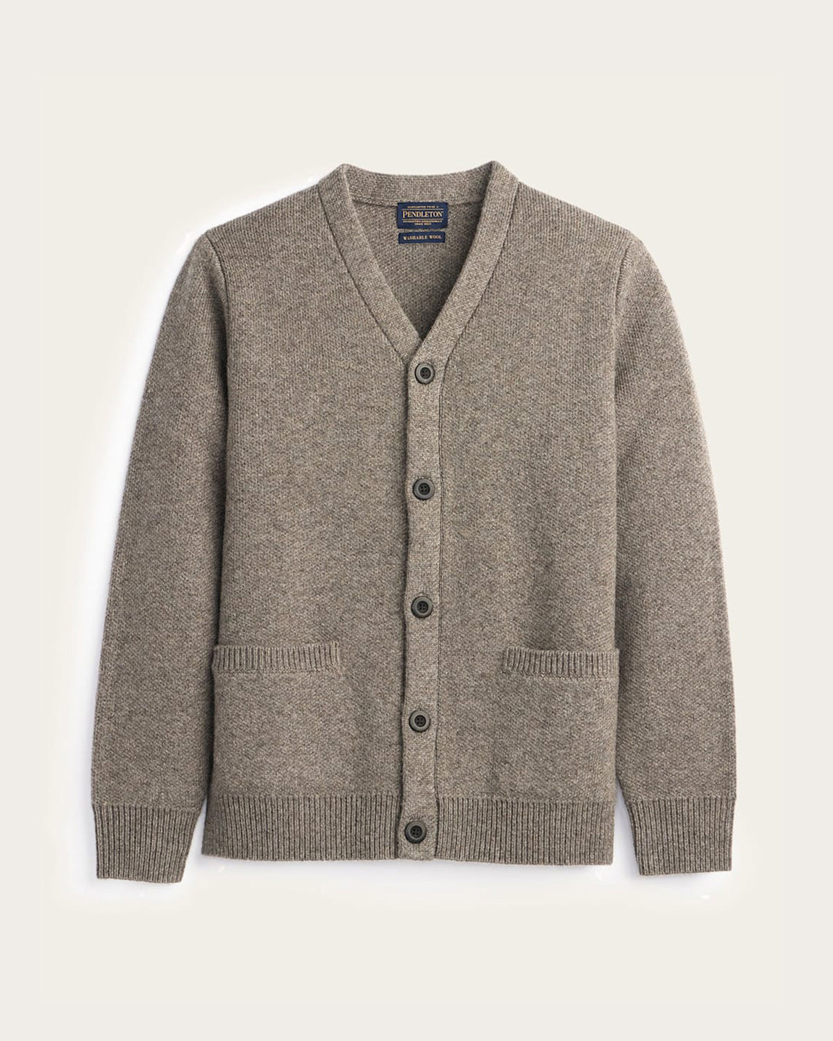 Pendleton Men's Shetland Wool Cardigan in Stone Heather