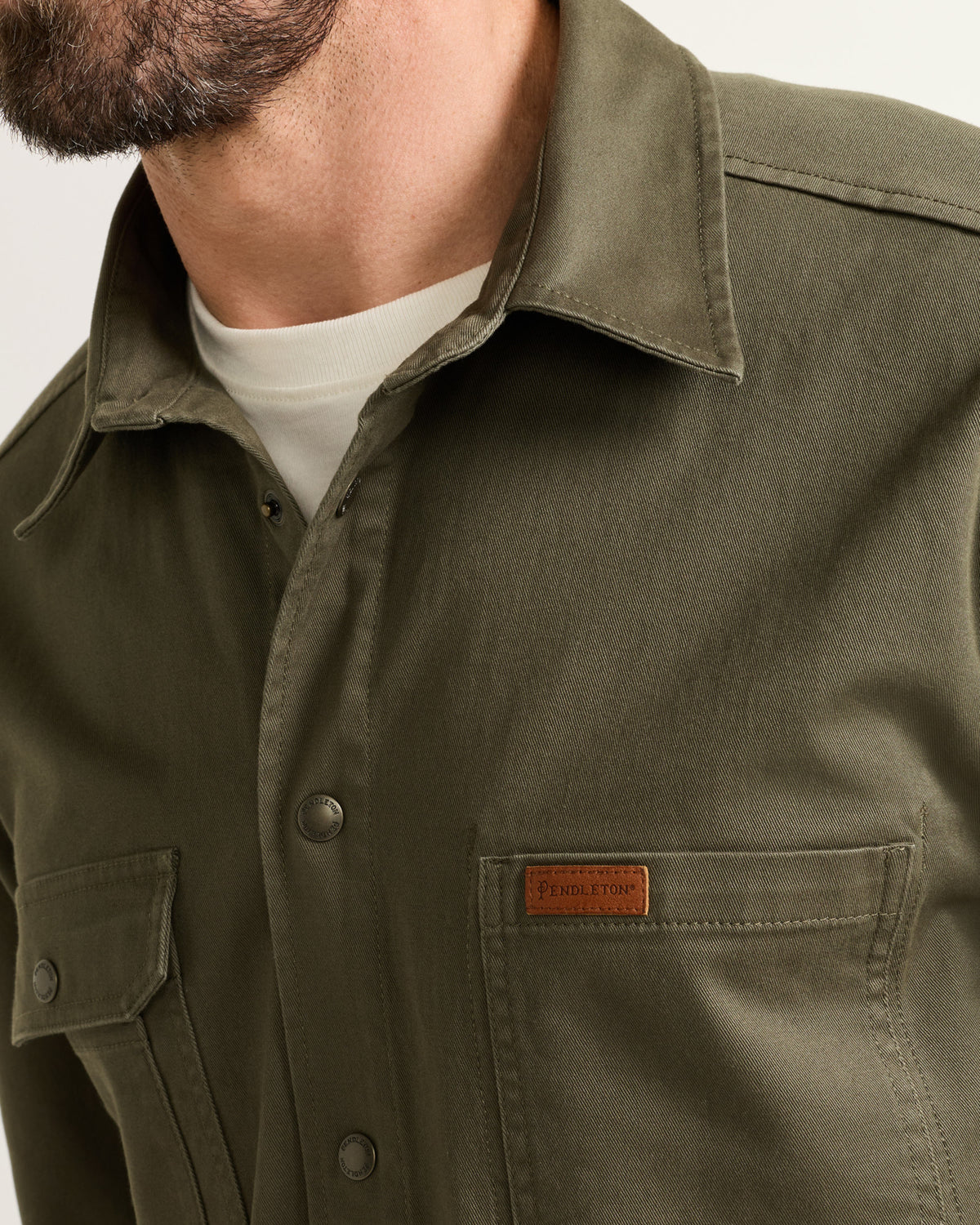 Pendleton Men's Twill Work Shirt in Green/Ponderosa – view 4