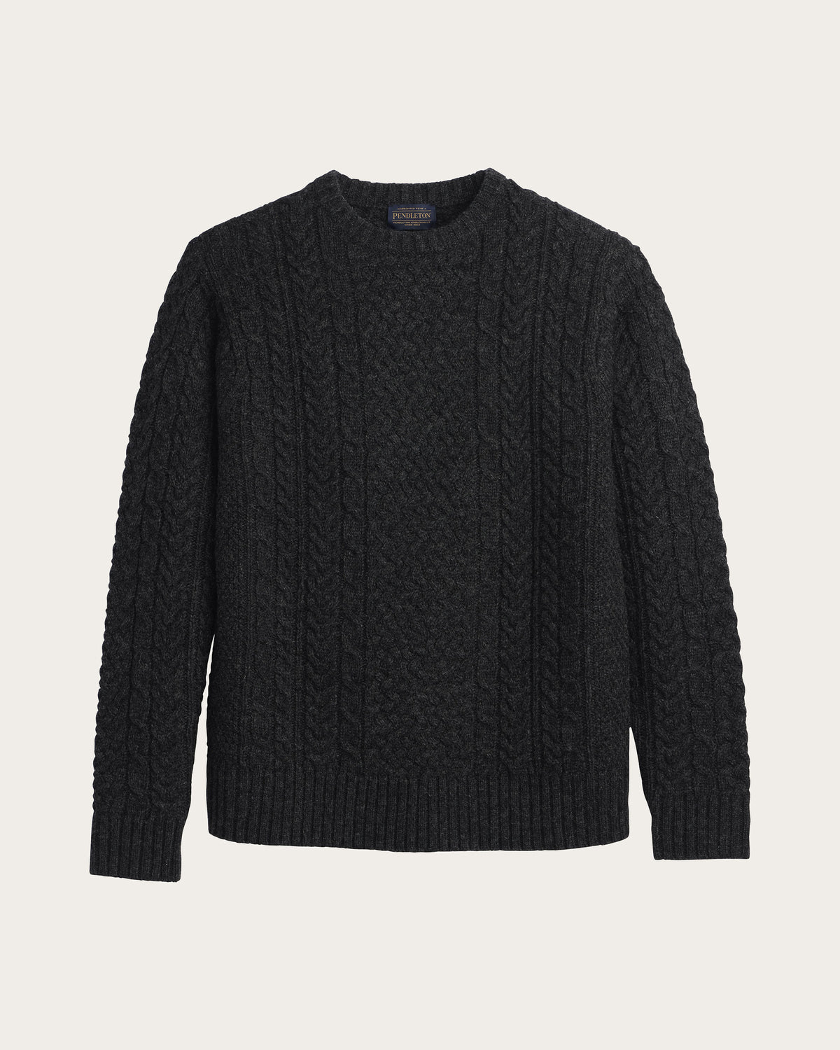 Pendleton Men's Wool Fisherman Sweater in Black Heather