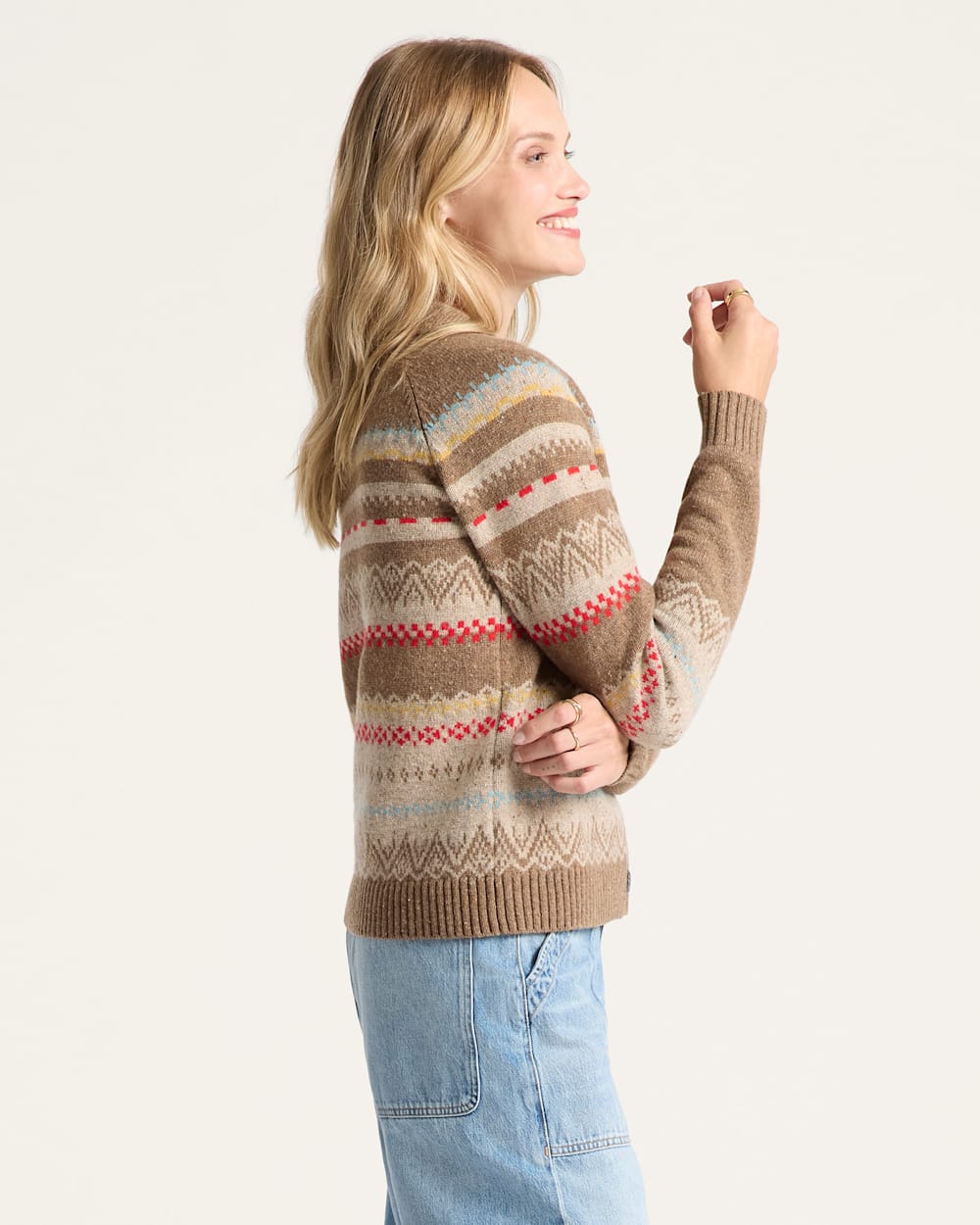 Pendleton Women's Fair Isle Cardigan in Tan Multi – view 3