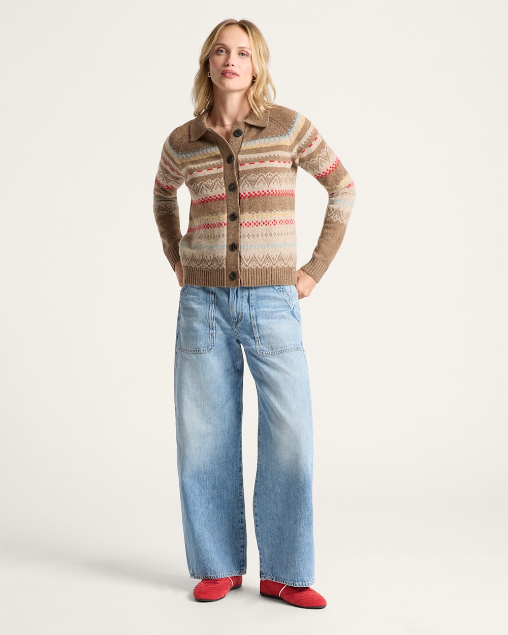 Pendleton Women's Fair Isle Cardigan in Tan Multi – view 5