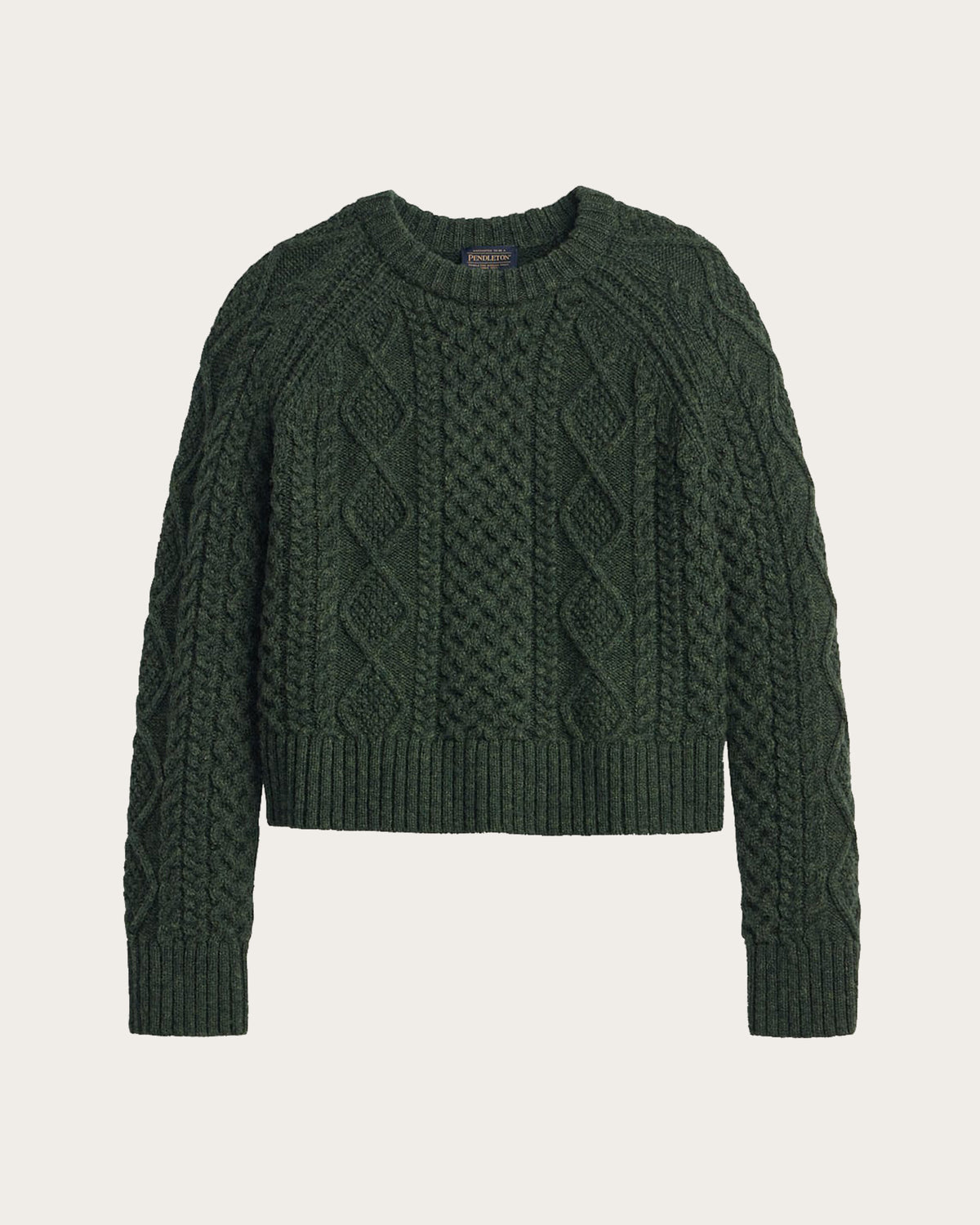 Pendleton Women's Fisherman Sweater in Dark Fir