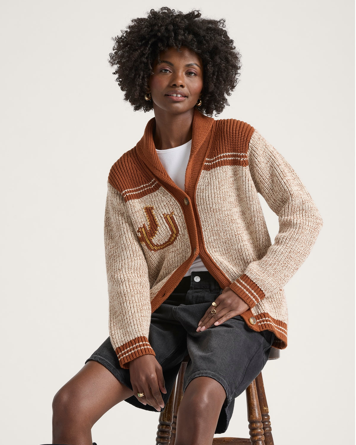 Pendleton Women's Heritage Cardigan in Grey Heather/Copper – view 4