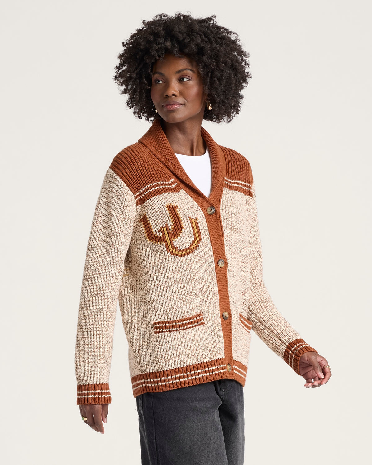 Pendleton Women's Heritage Cardigan in Grey Heather/Copper