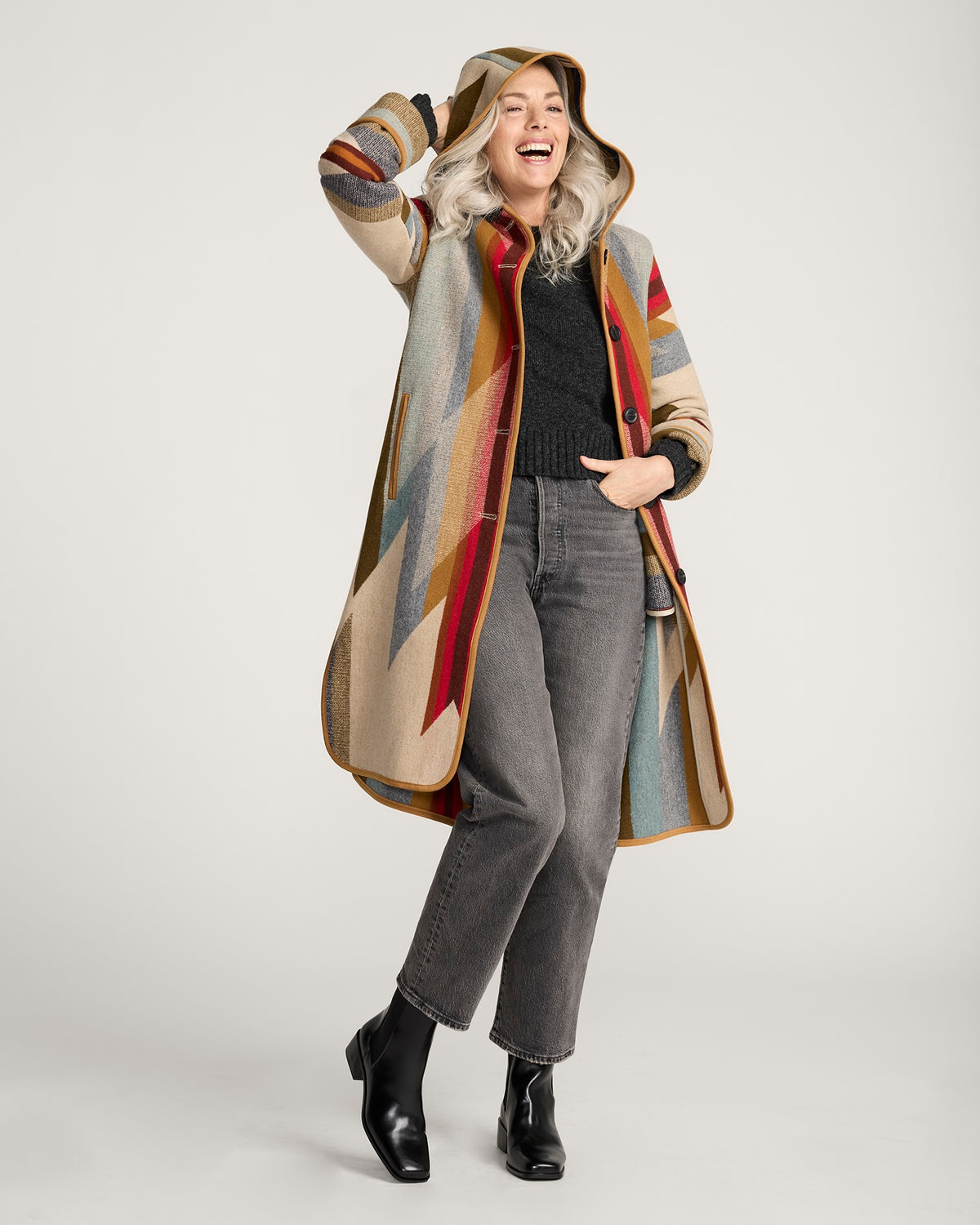 Pendleton Women's Hooded Jacquard Coat Wyeth Trail – view 4