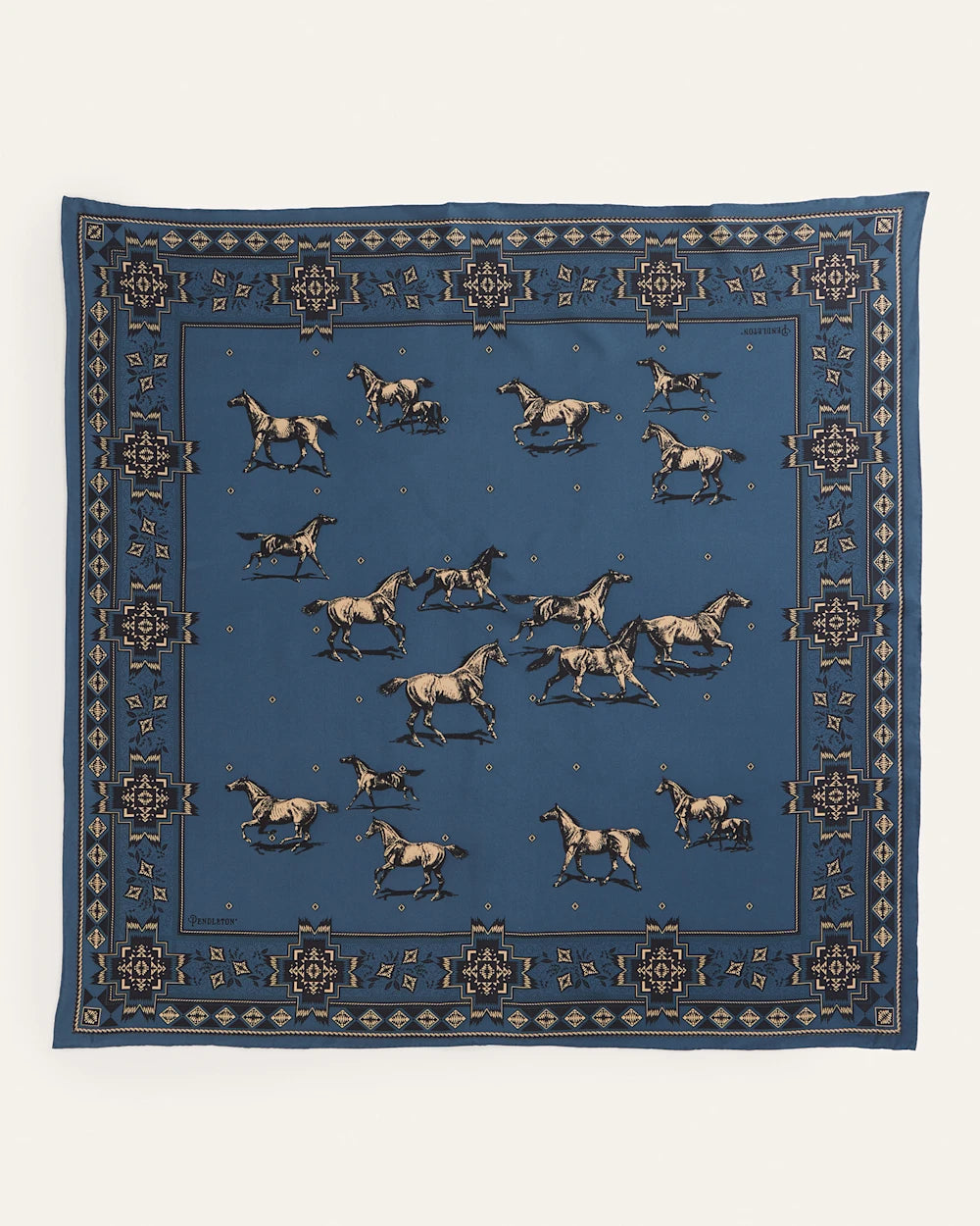 Silk Scarf Herd Of Horses Navy