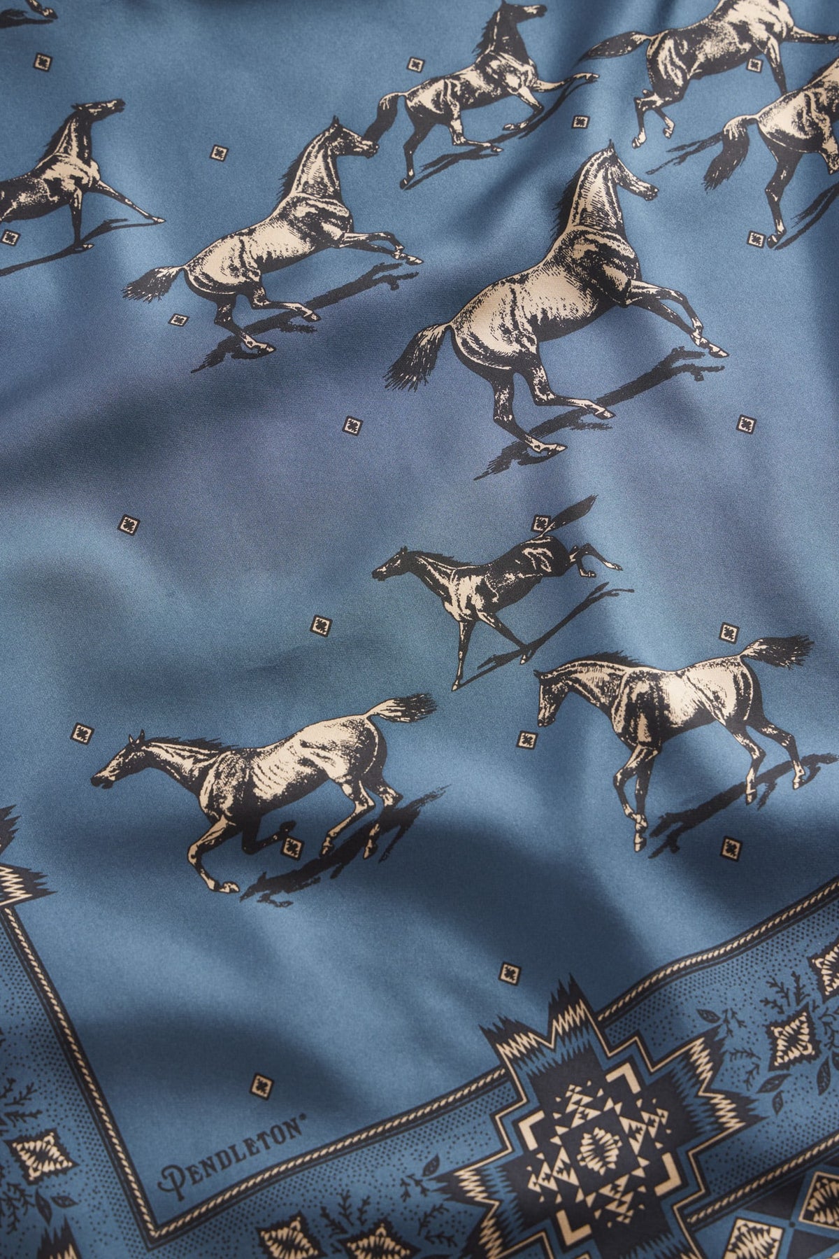 Silk Scarf Herd Of Horses Navy