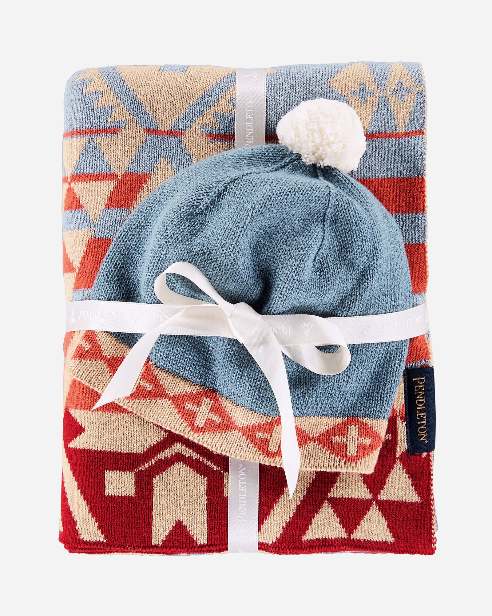 Organic Cotton Knit Baby Blanket With Beanie Canyonlands