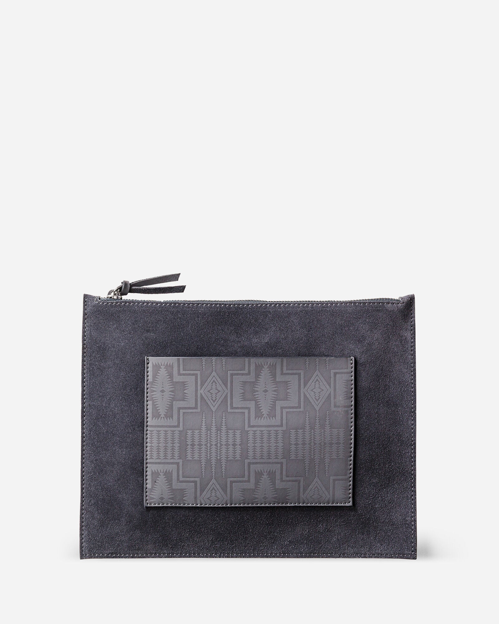 Suede Zip Clutch Grey/Black