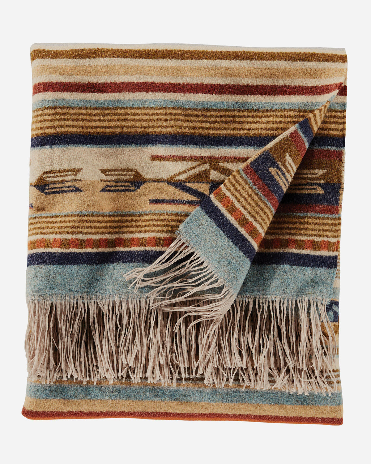 Pendleton Jacquard Fringed Wool Throw Chimayo in Harvest – view 2
