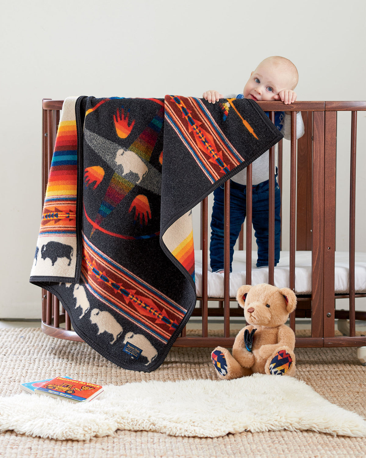 Pendleton Jacquard Wool Crib Blanket in Big Medicine Oxford – view 3