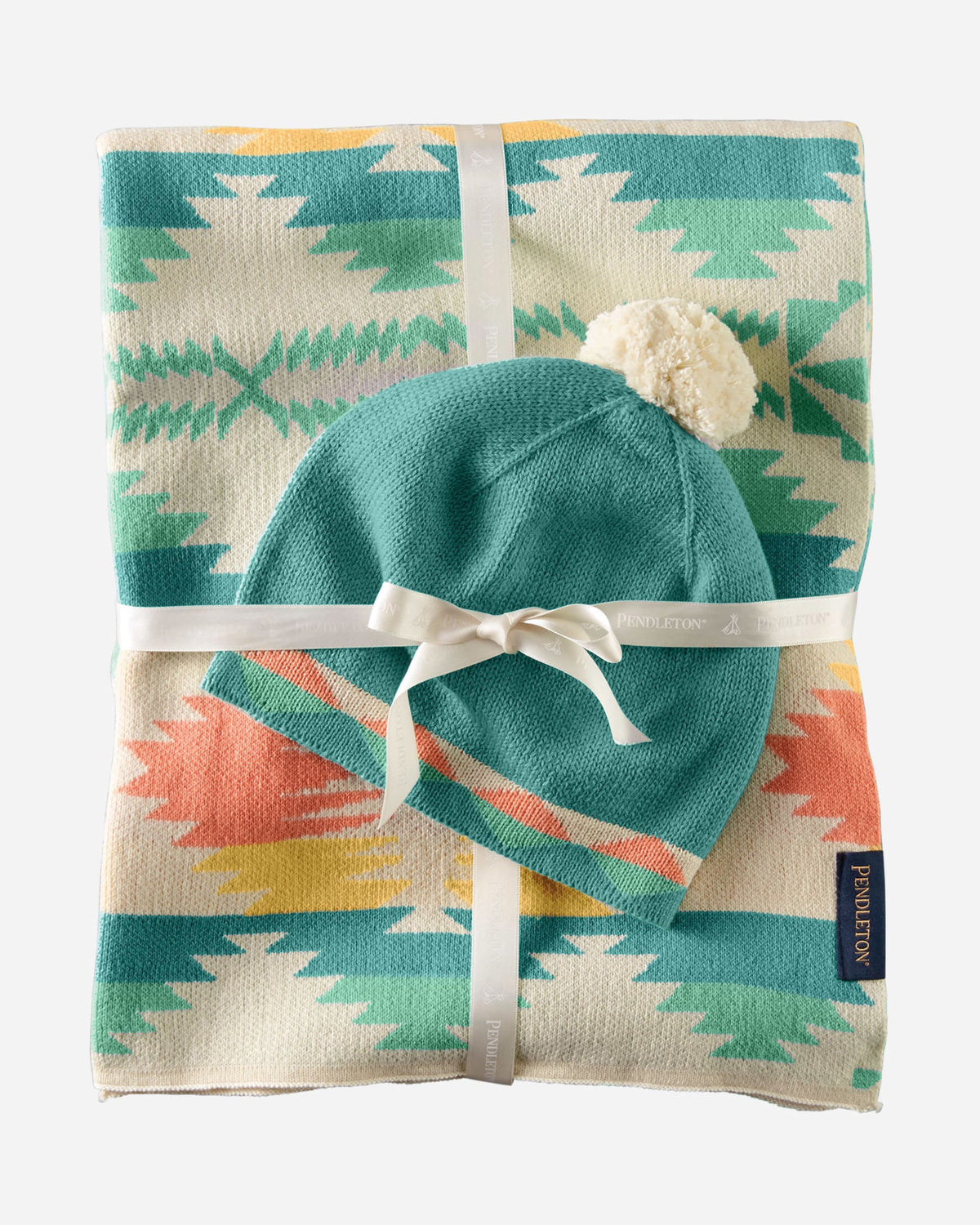 Pendleton Organic Cotton Knit Baby Blanket with Beanie in Falcon Cove
