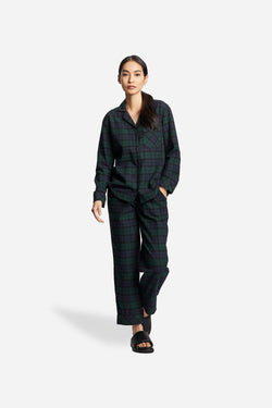 Women'S Pajama Set Green Blue Plaid