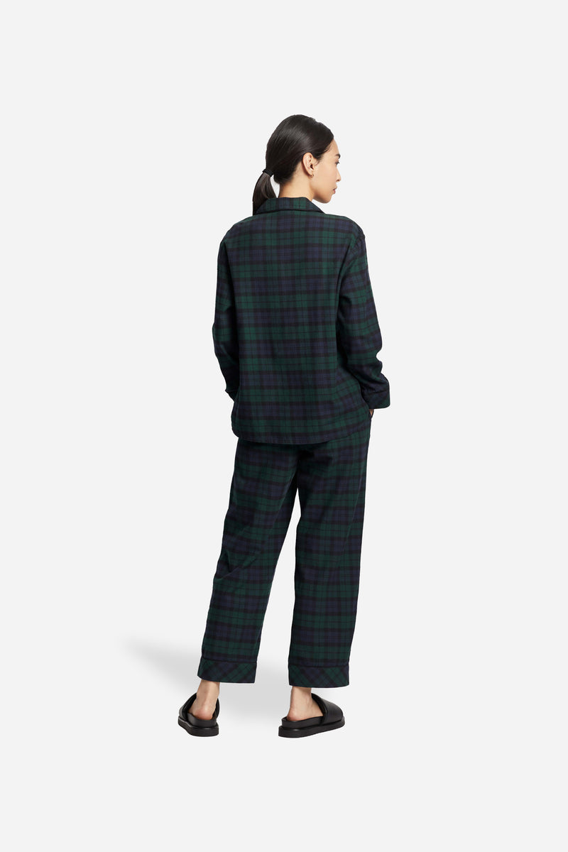 Women'S Pajama Set Green Blue Plaid