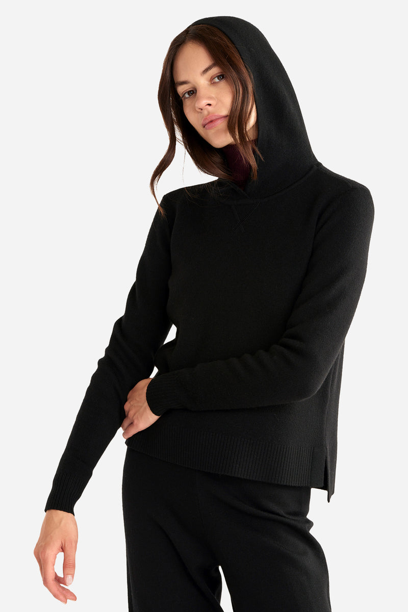 Merino Pullover Hoodie Black