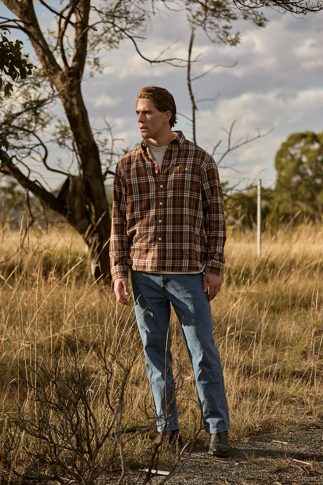 Fremont Flannel Shirt Brick/Tan Plaid