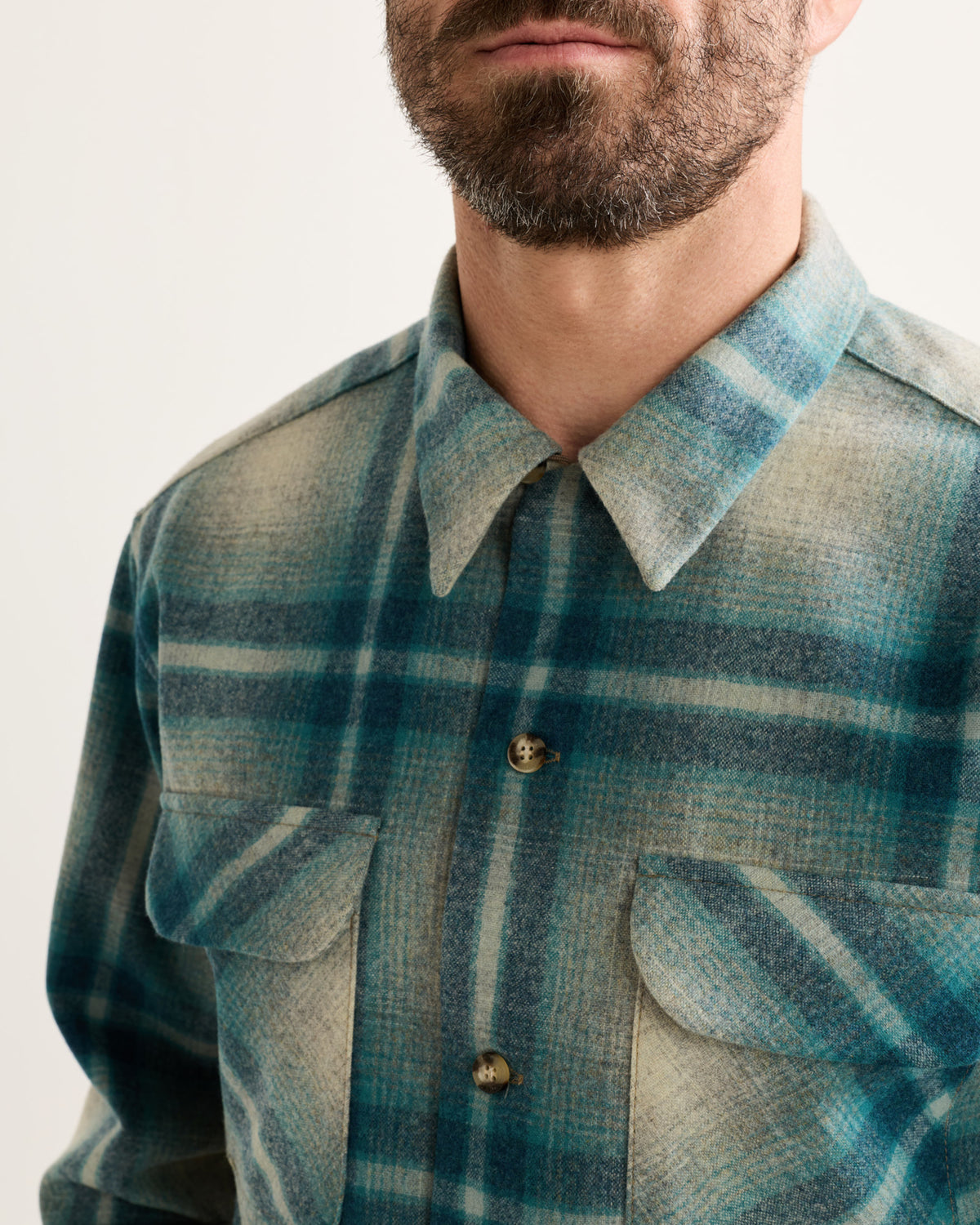 Board Shirt Ivory/Teal Ombre