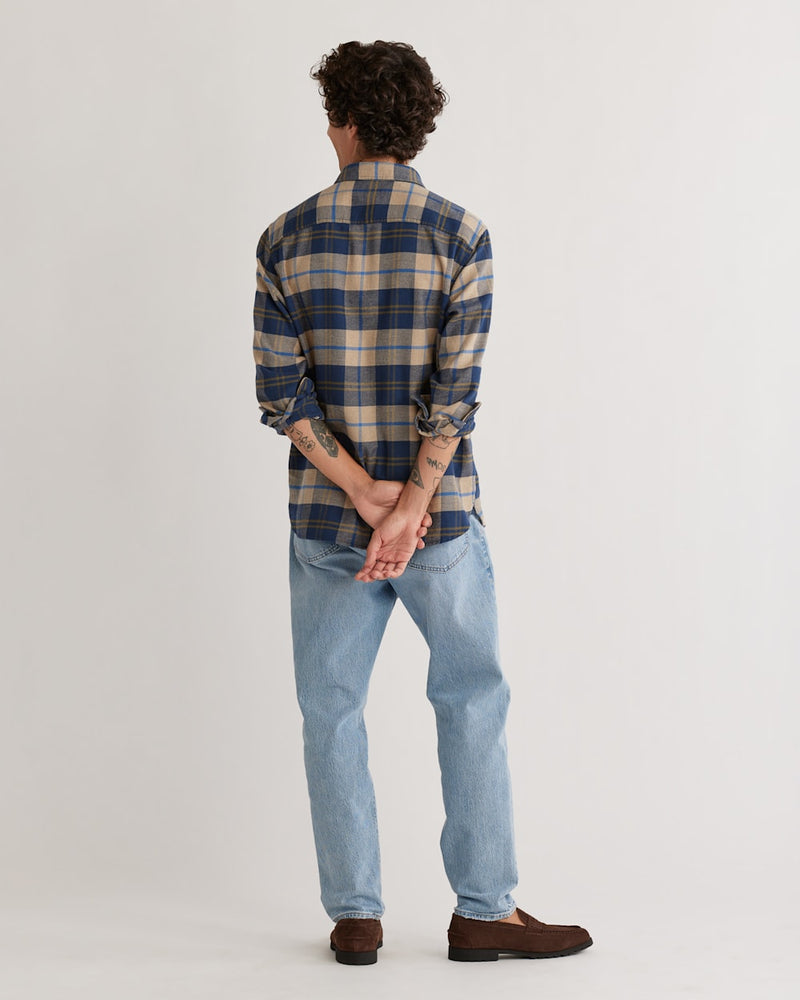 Burnside Flannel Shirt Tan/Navy/Bronze Plaid