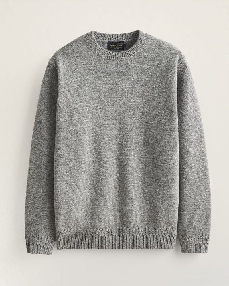 Shetland Wool Crew Light Grey Heather