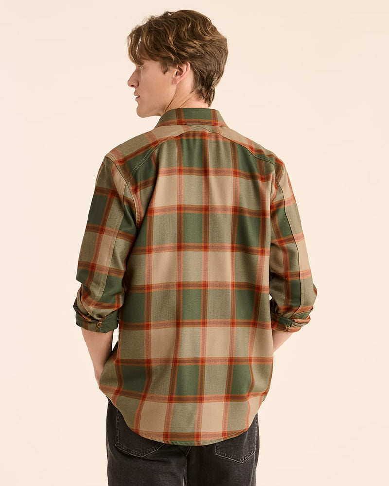 Harrison Merino Shirt Blue/Tan Mix Plaid