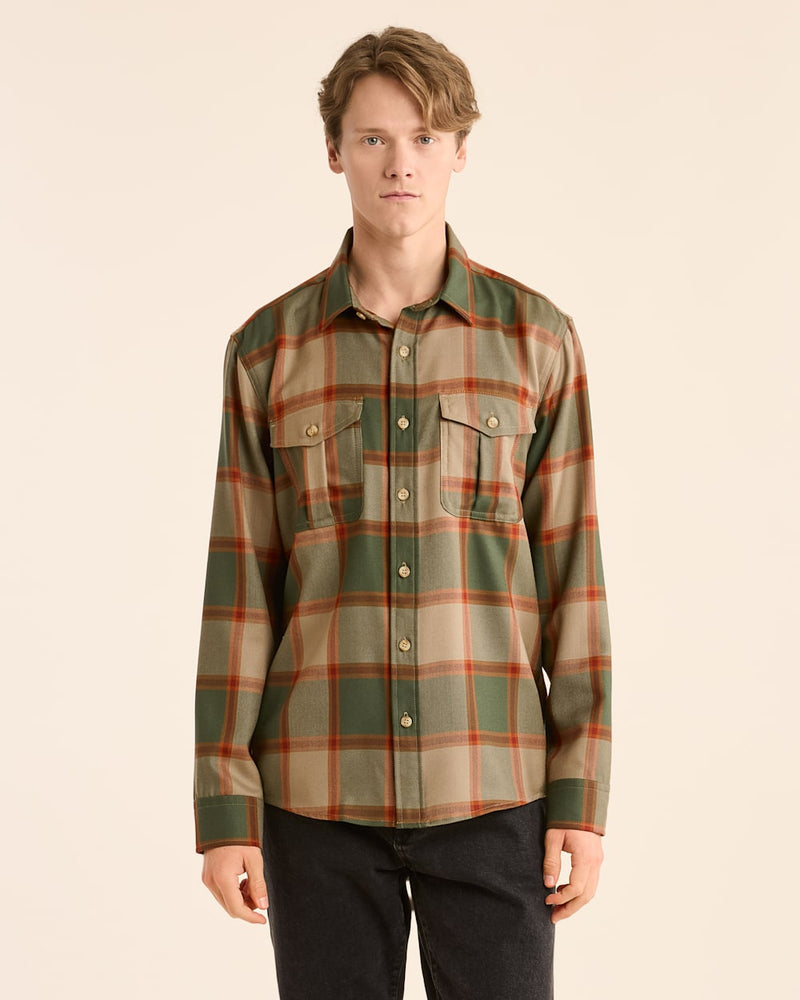 Harrison Merino Shirt Green/Gold Plaid