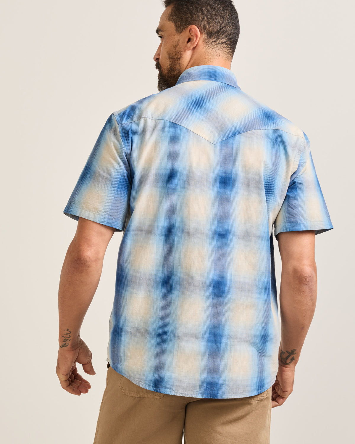 Frontier Shirt SS Ivory/Blue Plaid