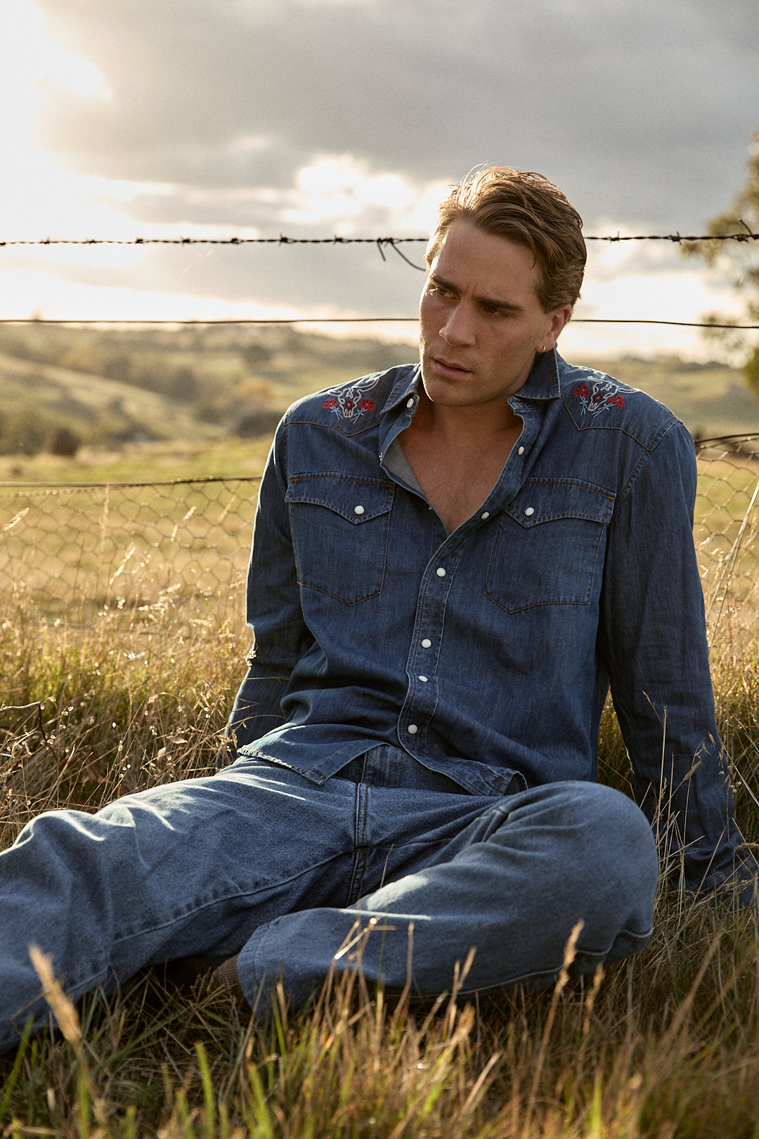 Gambler Denim Shirt Denim/Bison Rose