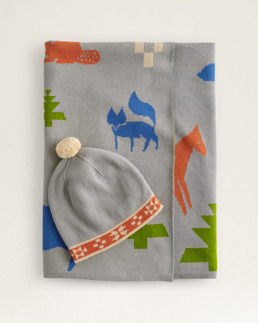 Organic Cotton Knit Baby Blanket With Beanie Shared Paths